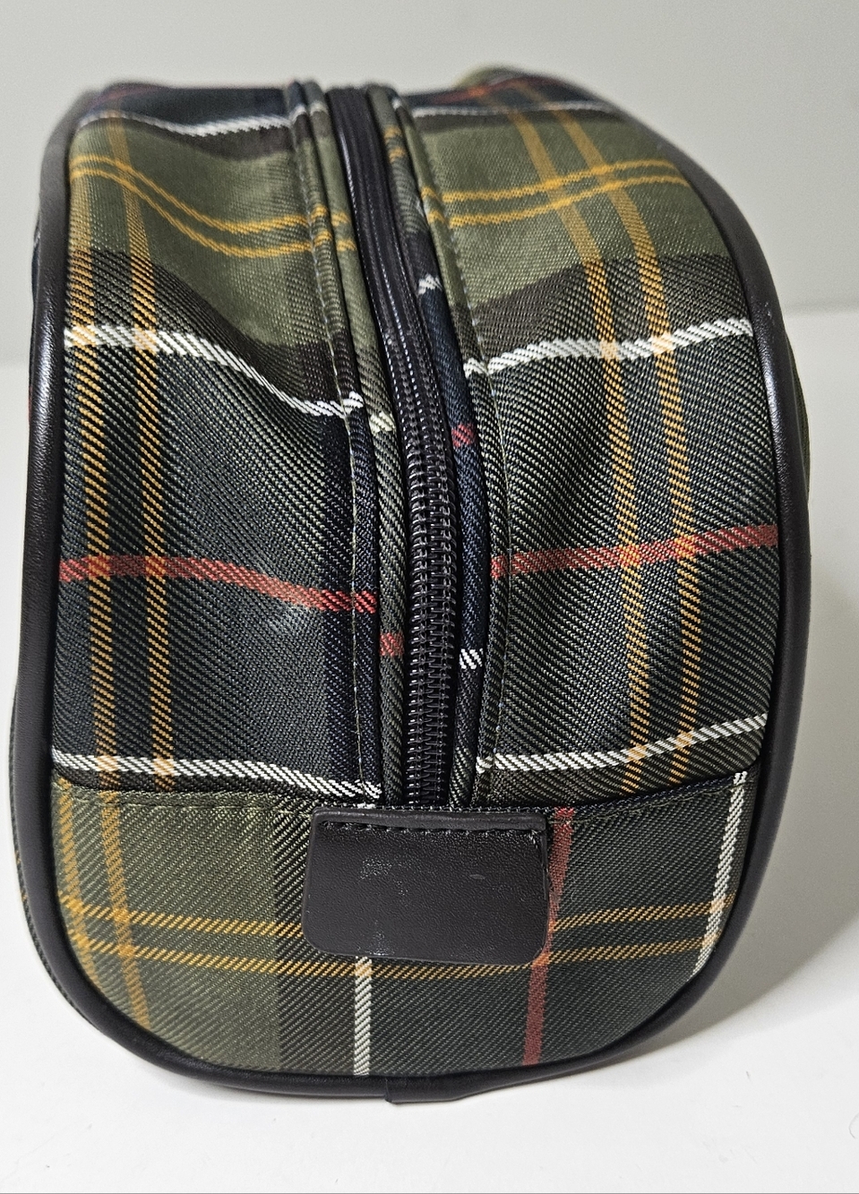 Barbour Tartan Toiletry Bag Dopp Kit Men's Case Green Plaid Canvas Zipper - Picture 6 of 11